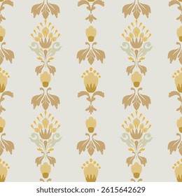 Ikat seamless pattern, Indian motif background, Islamic ethnic, floral embroidery for print, fabric.