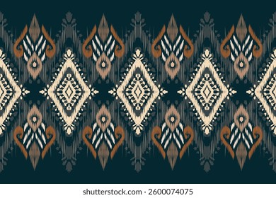 Ikat seamless pattern, Motif ethnic handmade, geometric design, Ikat ethnic tribal, boho colors seamless wallpaper. Ethnic abstract background art, greeting cards, Damask pattern, printing product.