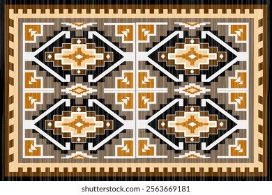 Ikat seamless pattern. Native ornament. Ethnic  decor style. It Boho geometric ornament. Vector seamless pattern. Mexican blanket, rug. Woven carpet