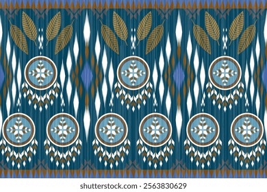 Ikat seamless pattern. Native ornament. Ethnic  decor style. It Boho geometric ornament. Vector seamless pattern. Mexican blanket, rug. Woven carpet