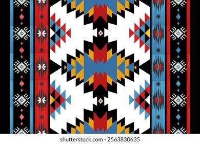 Ikat seamless pattern. Native ornament. Ethnic  decor style. It Boho geometric ornament. Vector seamless pattern. Mexican blanket, rug. Woven carpet