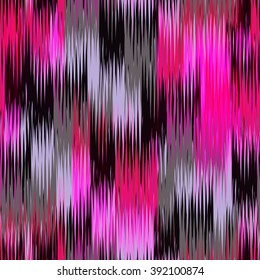 Ikat seamless pattern with pink, black, gray glowing acid colors psychedelic colors