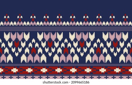 Ikat seamless pattern traditional pattern background. Beautiful Ethnic abstract ikat art. African rug texture vector ethnic tribal pattern seamless in Aztec style folk embroidery indian decoration.
 

