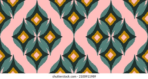 Ikat seamless pattern traditional pattern background. Beautiful Ethnic abstract ikat art. African rug texture vector ethnic tribal pattern seamless in Aztec style folk embroidery indian decoration.
