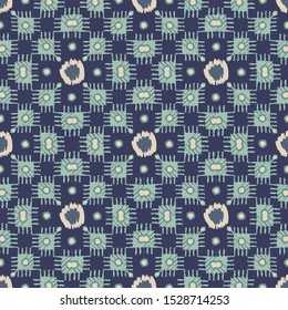 Ikat. Seamless pattern. Traditional ornament. Geometric background. Vector illustration for web design or print.