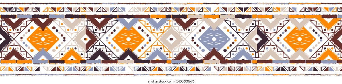 Ikat seamless pattern. Tribal art print. Chevron geometric background. Abstract zigzag pattern for cover design