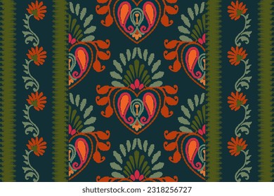 Ikat Seamless Pattern tribal art Embroidery, Ikat stripe Digital textile Asian Design for Prints Fabric saree Mughal Swaths texture Kurti Kurtis Kurtas, Motif Batik