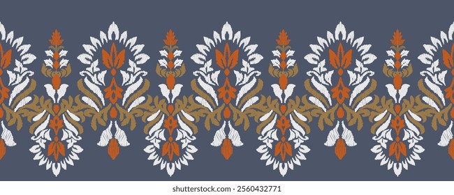 Ikat Seamless Pattern tribal art Embroidery, Ikat stripe Digital textile Asian Design for Prints Fabric saree Mughal Swaths texture Kurti Kurtis Kurtas, Motif Batik