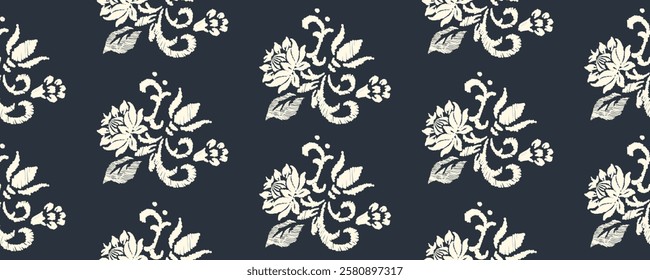 Ikat Seamless Pattern tribal art Embroidery, Ikat stripe Digital textile Asian Design for Prints Fabric saree Mughal Swaths texture Kurti Kurtis Kurtas, Motif Batik