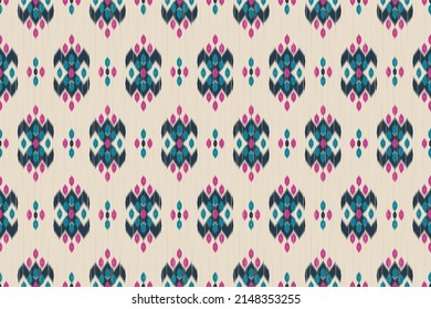 Ikat seamless pattern in tribal. Fabric ethnic pattern art. American, Mexican style. Design for background, wallpaper, vector illustration, fabric, clothing, carpet, textile, batik, embroidery.