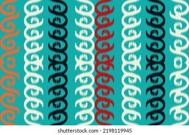 Ikat seamless pattern in tribal, folk embroidery, Mexican style. The most intricately patterned fabrics. pattern textiles that employ resist dyeing on the yarns prior to dyeing and weaving the fabric.