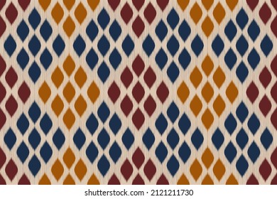 Patrón ininterrumpido de Ikat en las tribus. La etnia geométrica es tradicional. Estilo de rayas mexicanas. Diseño para fondo, papel pintado, ilustración vectorial, tela, ropa, batik, alfombra, bordado.
