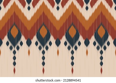 Ikat nahtloses Muster in Stämmen. Geometrische ethnische Tradition. mexikanischer gestreifter Stil. Design für Hintergrund, Tapete, Vektorgrafik, Stoff, Kleidung, Batik, Teppich, Stickerei.