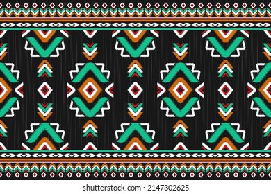 Patrón ininterrumpido de Ikat en las tribus. Patrón geométrico étnico oriental. Diseño para fondo, papel pintado, ilustración vectorial, tela, ropa, alfombra, textil, batik, bordado.