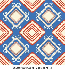 Padrão sem emenda Ikat em formato vetorial para tecidos impressos ou quaisquer outros fins