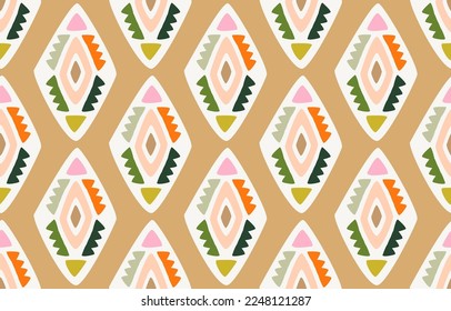 Ikat seamless pattern. Vector geometric Tribal African Indian traditional embroidery background.
Bohemian fashion. Ethnic fabric carpet batik ornament chevron textile decoration wallpaper.