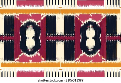 Ikat Seamless Pattern Vector Images. Design for carpet, wallpaper, clothing, wrapping, fabric, cover, textile