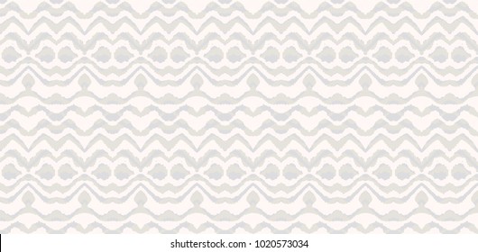 Ikat Seamless Pattern. Vector Tie Dye  Shibori Print With Stripes And Chevron. Ink Textured Japanese Background.  Ethnic Fabric Vector. Bohemian Fashion. Endless Watercolor Texture. African Rug.