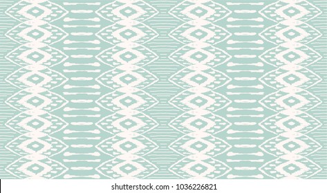 Ikat seamless pattern. Vector tie dye  shibori print. Ink textured japanese background.  Ethnic fabric vector. Bohemian fashion. Endless watercolor texture. African rug.