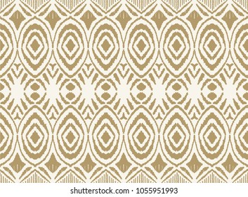 Ikat seamless pattern. Vector tie dye shibori print with stripes and chevron. 