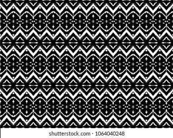 Ikat seamless pattern. Vector tie dye shibori print with stripes and chevron. Ink textured japanese background. Ethnic fabric vector. Bohemian fashion. Endless watercolor texture. African rug.
