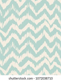 Ikat seamless pattern. Vector tie dye shibori print with stripes and chevron. Ink textured japanese background. Ethnic fabric vector. Bohemian fashion. Endless watercolor texture. African rug.