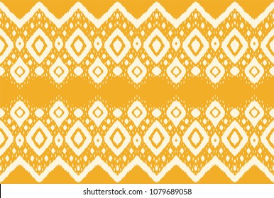 Ikat seamless pattern. Vector tie dye shibori print with stripes and chevron. Ink textured japanese background. Ethnic fabric vector. Bohemian fashion. Endless watercolor texture. African rug.