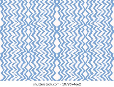 Ikat seamless pattern. Vector tie dye shibori print with stripes and chevron. Ink textured japanese background. Ethnic fabric vector. Bohemian fashion. Endless watercolor texture. African rug.