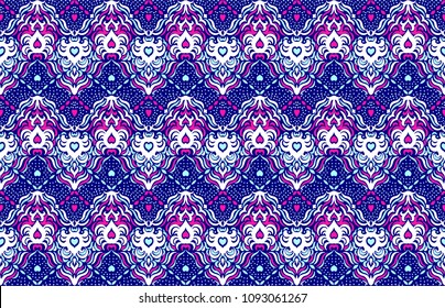 Ikat seamless pattern. Vector tie dye shibori print with stripes and chevron. Ink textured japanese background. Ethnic fabric vector. Bohemian fashion. Endless watercolor texture. African rug.