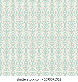 Ikat seamless pattern. Vector tie dye shibori print with stripes and chevron. Ink textured japanese background. Ethnic fabric vector. Bohemian fashion. Endless watercolor texture. African rug.