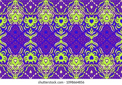 Ikat seamless pattern. Vector tie dye shibori print with stripes and chevron. Ink textured japanese background. Ethnic fabric vector. Bohemian fashion. Endless watercolor texture. African rug.