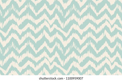 Ikat seamless pattern. Vector tie dye shibori print with stripes and chevron. Ink textured japanese background. Ethnic fabric vector. Bohemian fashion. Endless watercolor texture. African rug.