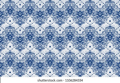 Ikat seamless pattern. Vector tie dye shibori print with stripes and chevron. Ink textured japanese background. Ethnic fabric vector. Bohemian fashion. Endless watercolor texture. African rug.