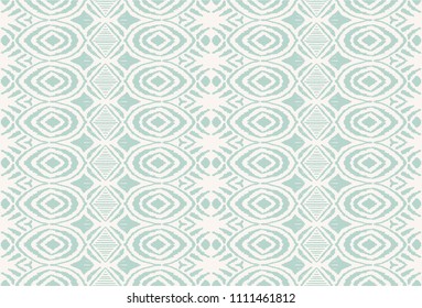 Ikat seamless pattern. Vector tie dye shibori print with stripes and chevron. Ink textured japanese background. Ethnic fabric vector. Bohemian fashion. Endless watercolor texture. African rug.