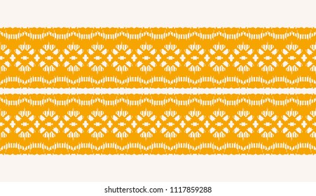 Ikat seamless pattern. Vector tie dye shibori print with stripes and chevron. Ink textured japanese background. Ethnic fabric vector. Bohemian fashion. Endless watercolor texture. African rug.