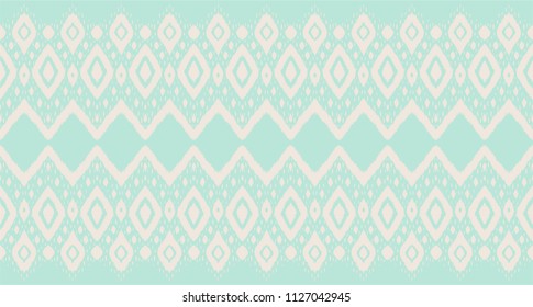 Ikat seamless pattern. Vector tie dye shibori print with stripes and chevron. Ink textured japanese background. Ethnic fabric vector. Bohemian fashion. Endless watercolor texture. African rug.