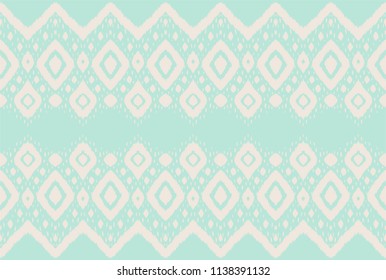 Ikat seamless pattern. Vector tie dye shibori print with stripes and chevron. Ink textured japanese background. Ethnic fabric vector. Bohemian fashion. Endless watercolor texture. African rug.