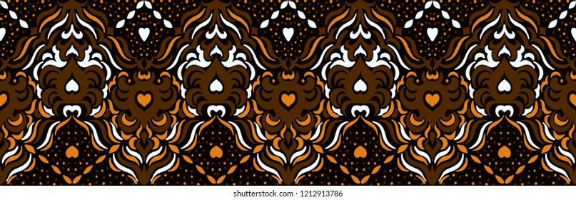 Ikat seamless pattern. Vector tie dye shibori print with stripes and chevron. Ink textured japanese background. Ethnic fabric vector. Bohemian fashion. Endless watercolor texture. African rug.