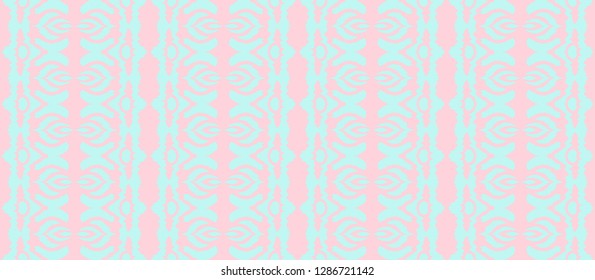 Ikat seamless pattern. Vector tie dye shibori print with stripes and chevron. Ink textured japanese background. Ethnic fabric vector. Bohemian fashion. Endless watercolor texture. African rug
