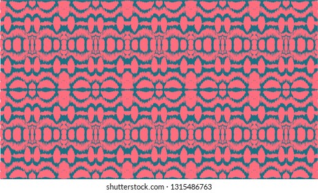 Ikat seamless pattern. Vector tie dye shibori print with stripes and chevron. Ink textured japanese background. Ethnic fabric vector. Bohemian fashion. Endless watercolor texture. African rug.