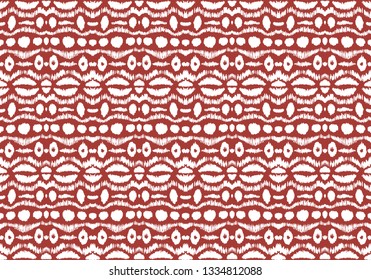 Ikat seamless pattern. Vector tie dye shibori print with stripes and chevron. Ink textured japanese background. Ethnic fabric vector. Bohemian fashion. Endless watercolor texture. African rug.