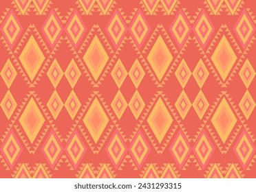 Ikat patrón sin fisuras Vector tie dye shibori impresión con patrón de vector de tela étnica, moda bohemia, acuarela sin fin, textura de alfombra africana.