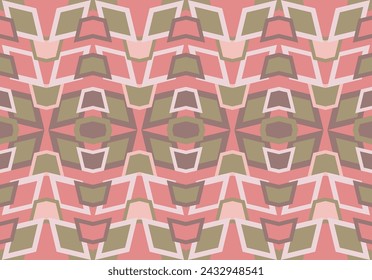 ikat seamless pattern Vector tie dye shibori printed with endless ethnic fabric vector pattern. pink triangle
