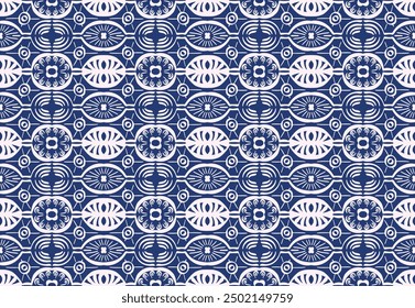 Ikat seamless pattern. Vector tie dye shibori print with stripes and chevron. Ink textured japanese background. Ethnic fabric vector. Bohemian fashion. Linear drawing