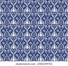 Ikat seamless pattern. Vector tie dye shibori print with stripes and chevron. Ink textured japanese background. Ethnic fabric vector. Bohemian fashion. Linear drawing