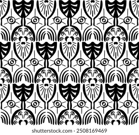 Ikat seamless pattern. Vector tie dye shibori print with stripes and chevron. Ink textured japanese background. Ethnic fabric vector. Bohemian fashion. Linear drawing