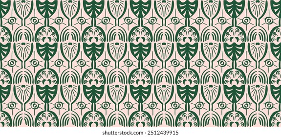 Ikat seamless pattern. Vector tie dye shibori print with stripes and chevron. Ink textured japanese background. Ethnic fabric vector. Bohemian fashion. Linear drawing