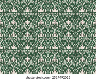 Ikat seamless pattern. Vector tie dye shibori print with stripes and chevron. Ink textured japanese background. Ethnic fabric vector. Bohemian fashion. Linear drawing