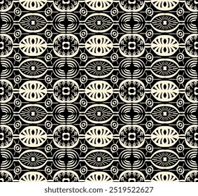 Ikat seamless pattern. Vector tie dye shibori print with stripes and chevron. Ink textured japanese background. Ethnic fabric vector. Bohemian fashion. Linear drawing