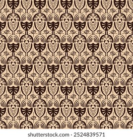 Ikat seamless pattern. Vector tie dye shibori print with stripes and chevron. Ink textured japanese background. Ethnic fabric vector. Bohemian fashion. Linear drawing
